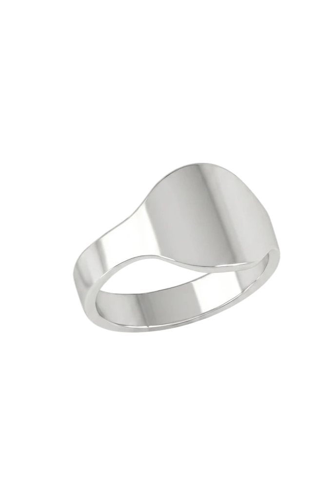 Кольцо Fluid Signet — серебряное сигнетное кольцо с плавным скульптурным верхом.